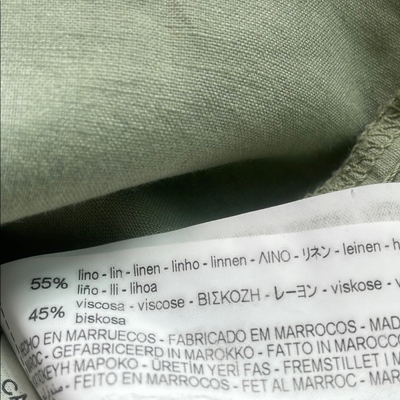 NWT ZARA Sage Green Short Sleeve Linen Blend Shirt Size XS - Picture 7 of 8